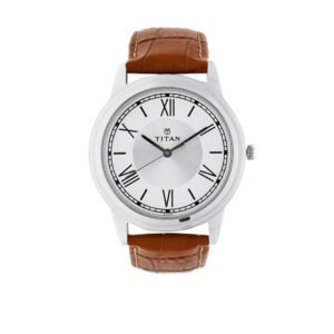 Silver Dial Brown Leather Strap Watch 1735SL01