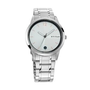 Titan Workwear Watch with White Dial & Stainless Steel Strap 1806SM01