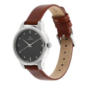 Workwear Watch with Black Dial & Leather Strap 2481SL07
