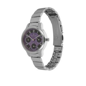Purple Dial Silver Stainless Steel Strap Watch 2481SM01