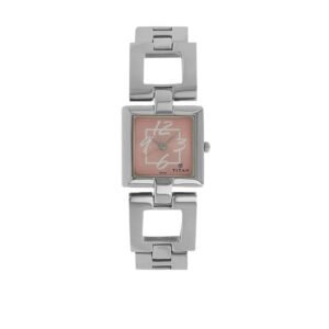 Pink Dial Silver Stainless Steel Strap Watch 2484SM02