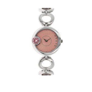 Pink Dial Silver Metal Strap Watch 2503SM01