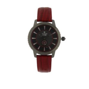 Black Dial Red Leather Strap Watch 2523QL02