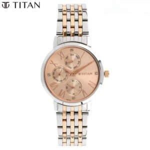 Workwear Watch with Rose Gold Dial & Stainless Steel Strap 2569KM02