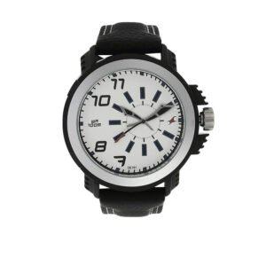 Silver Dial Black Leather Strap Watch 38015PL01