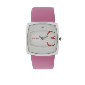 White Dial Pink Leather Strap Watch 6013SL01