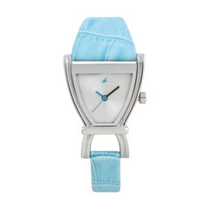 White Dial Blue Leather Strap Watch 6095SL01
