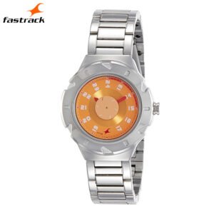 Orange Dial Silver Stainless Steel Strap Watch 6157SM02