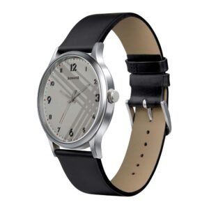 Sonata Smart Plaid in White Dial Leather Strap Watch 77105SL01