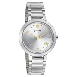 Sonata Play with Silver Dial Stainless Steel Strap Watch 8141SM06