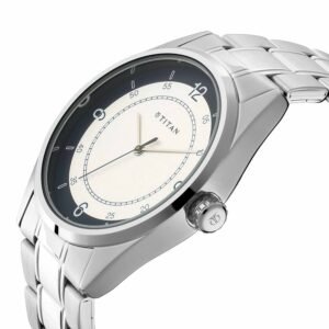 Titan Workwear Watch with White Dial & Stainless Steel Strap 1729SM04