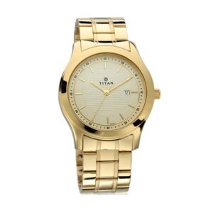 TITAN Champagne Dial Golden Stainless Steel Strap Watch1627YM04