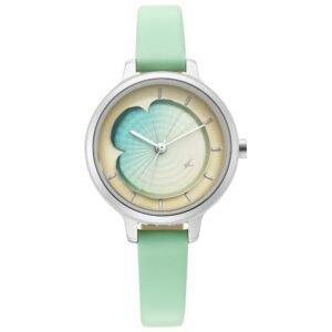 Fastrack Women Fashion Watches  with leather Green strap  petals flowers uptown retreat 6264SL01