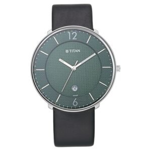Titan Minimals Watch with Green Dial & Analog with Date Function for Men 1849SL02
