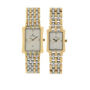 Titan White Dial Analog Watch with Date Function for Couple 19272927BM01