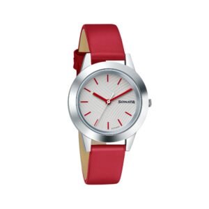 Splash by Sonata – Brushed Wave-Patterned Dial Analog Watch for Women 87019SL12