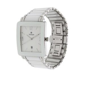Titan White Dial Analog Watch with Date Function for Men 90013SD01