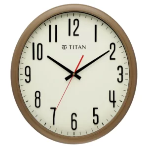 Brown Wooden Texture Oval Clock with White Dial and Silent Sweep Technology – 37 cm x 41.5 cm (Large) W0061PA01