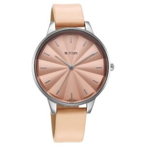 Titan Neo Pink Dial Analog Leather Strap Watch for Women 2648SL07
