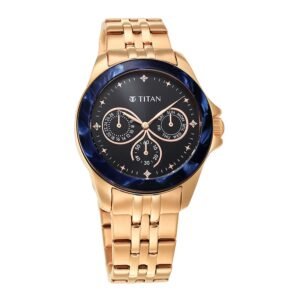 Titan Purple Acetate Black Dial Women Watch With Stainless Steel Strap for women – 95186KM01