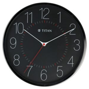 Titan Metallic Black Wall Clock with Slim Hands -W0007MA01