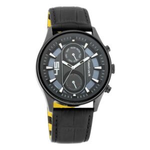 Fastrack Fastfit Quartz Analog with Day and Date Black Dial Leather Strap Watch For Men – 3224NL01