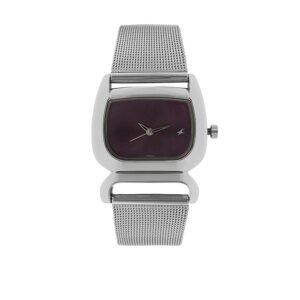 Fastrack Quartz Analog Purple Dial Metal Strap Watch For Women – 6091SM01