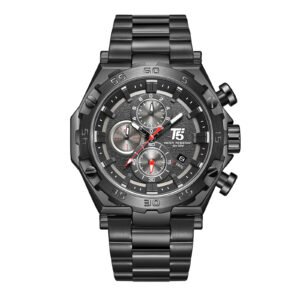 T5- Black  Dial Metal Strap chronograph  watch for Men H3847GC