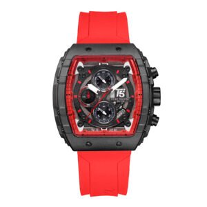 T5 -Red Chronograph Silicone Strap Watch for men H3856GG