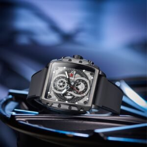 T5 -Black Chronograph Silicone Strap Watch for men H3920GF