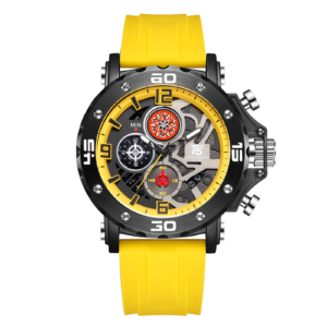 T5 -Yellow Chronograph Silicone Strap Watch for men H3956GE