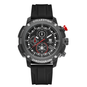 T5 -Black Chronograph Silicone Strap Watch for men H4015GE