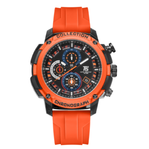 T5 -Orange Chronograph Silicone Strap Watch for men H4015GH