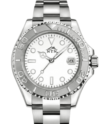 NTN multifunction white dial steel strap watch for men with Japanese movement.
