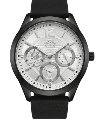 Stylish NTN multifunction watch with white dial and leather strap for men.