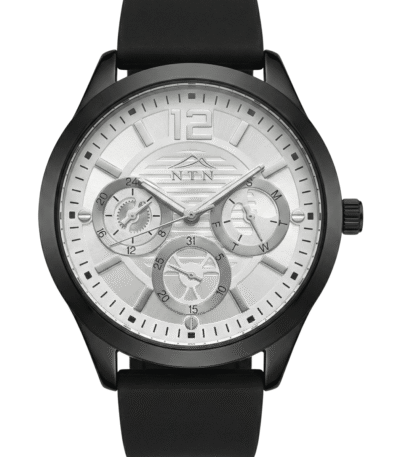 Stylish NTN multifunction watch with white dial and leather strap for men.