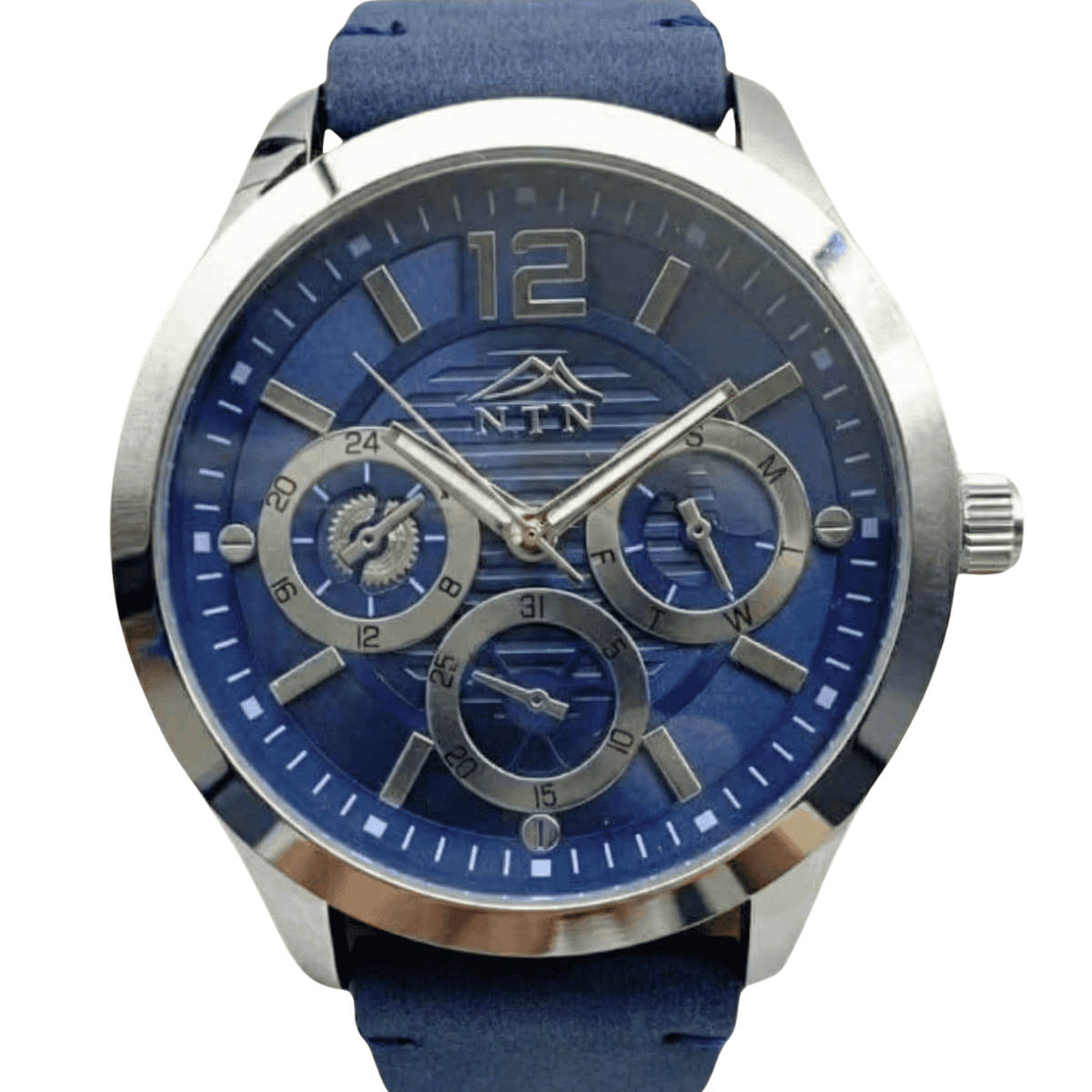 4011slbl-white-bg NTN Multifunction Look Blue Dial Leather Strap Watch for Men - Japanese Movt - 4011SLBL - Image 1