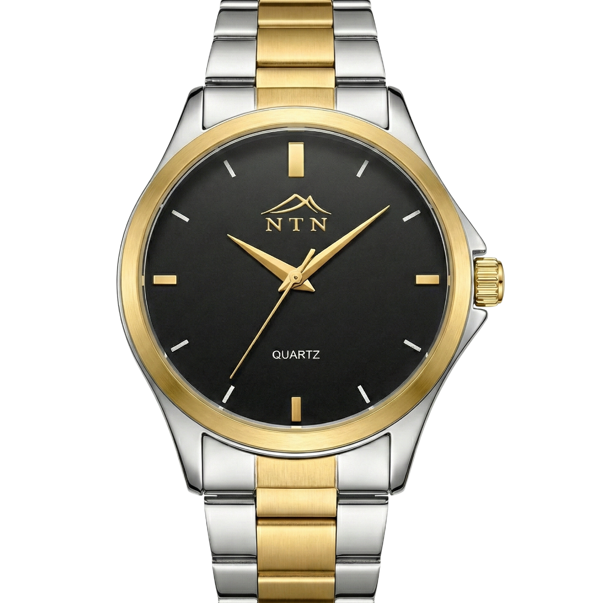 4012bmbk-white-bg NTN Quartz Black Dial Steel Strap Watch for Men - Japanese Movt. - 4012BMBK - Image 1