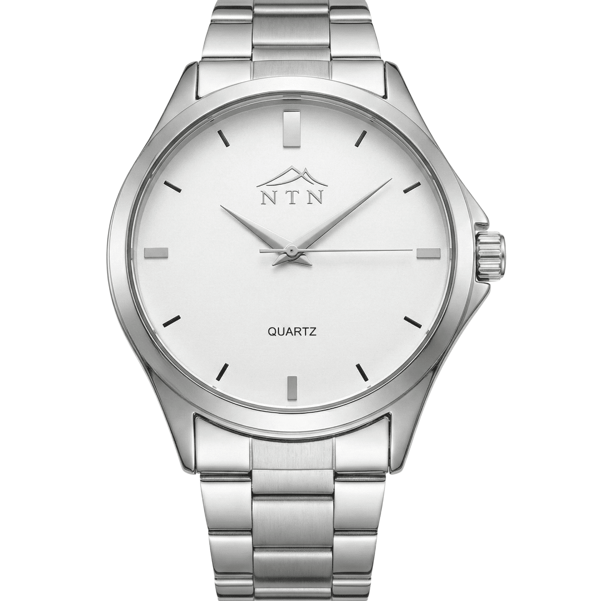Quartz White Dial Steel Strap Watch for Men - NTN Elegant men's watch with white dial and stainless steel strap. Japanese movement, stylish and durabl.