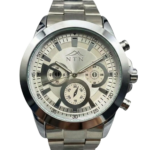NTN Multifunction Look White Dial Steel Strap Watch for Men - Japanese Movt. - 4013SMWH