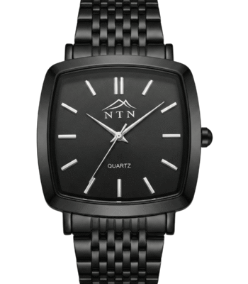 NTN Quartz Black Dial Steel Strap Watch for Men with Japanese Movt.