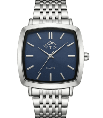 Elegant NTN Quartz watch with blue dial and stainless steel strap for men.