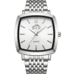 NTN Quartz White Dial Steel Strap Watch for Men with Japanese Movt.