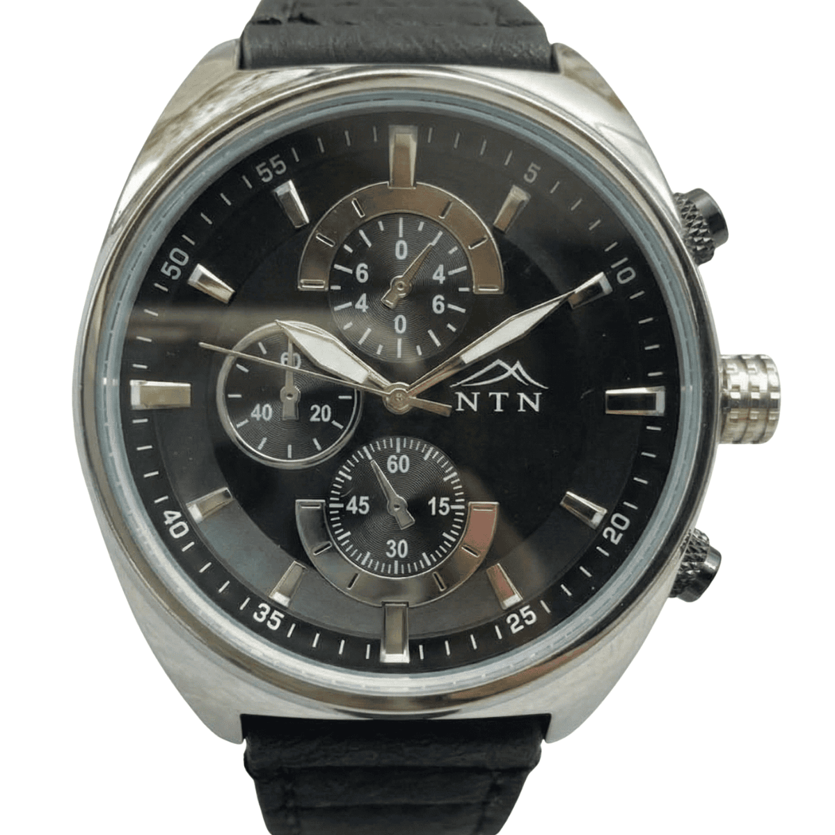 4101slbk-white-bg NTN Multifunction Look Black Dial Leather Strap Watch for Men - Japanese Movt. - 4101SLBK - Image 1