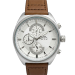 NTN Multifunction Look White Dial Leather Strap Watch for Men - Japanese Movt. - 4101SLWH