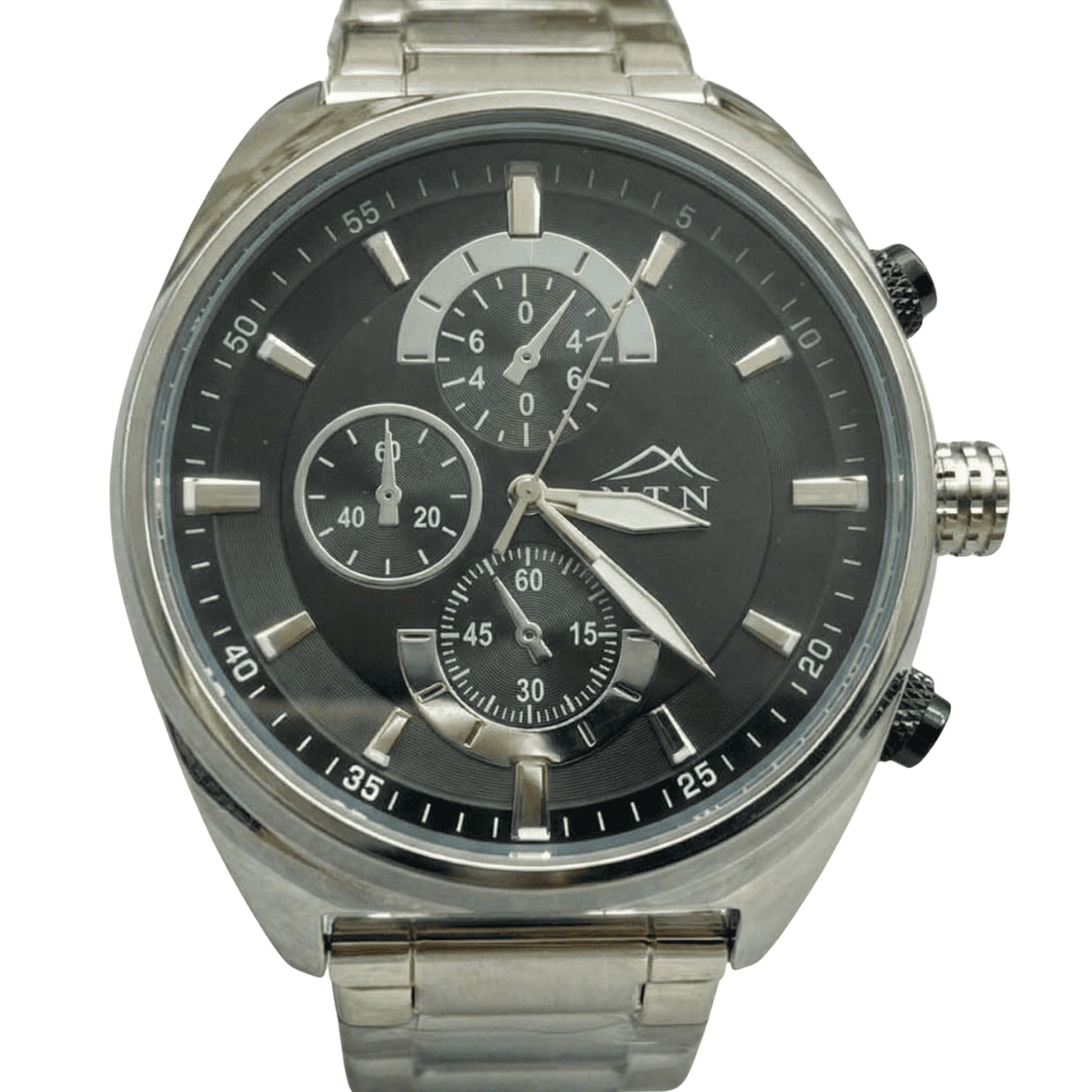 4101smbk-white-bg NTN Multifunction Look Black Dial Steel Strap Watch for Men - Japanese Movt. - 4101SMBK - Image 1