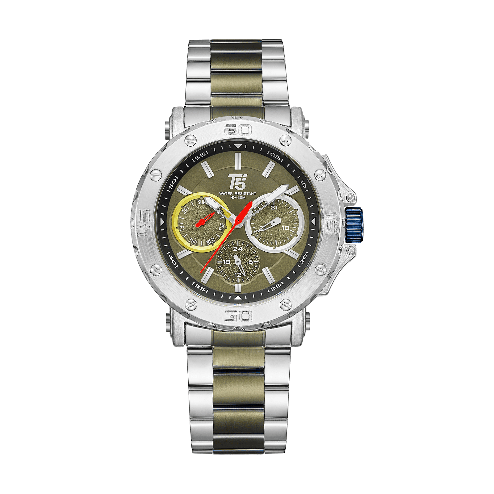 H3880L-BA.png T5- Green Dial Metal Strap Watch for Men H3880LB - Image 1