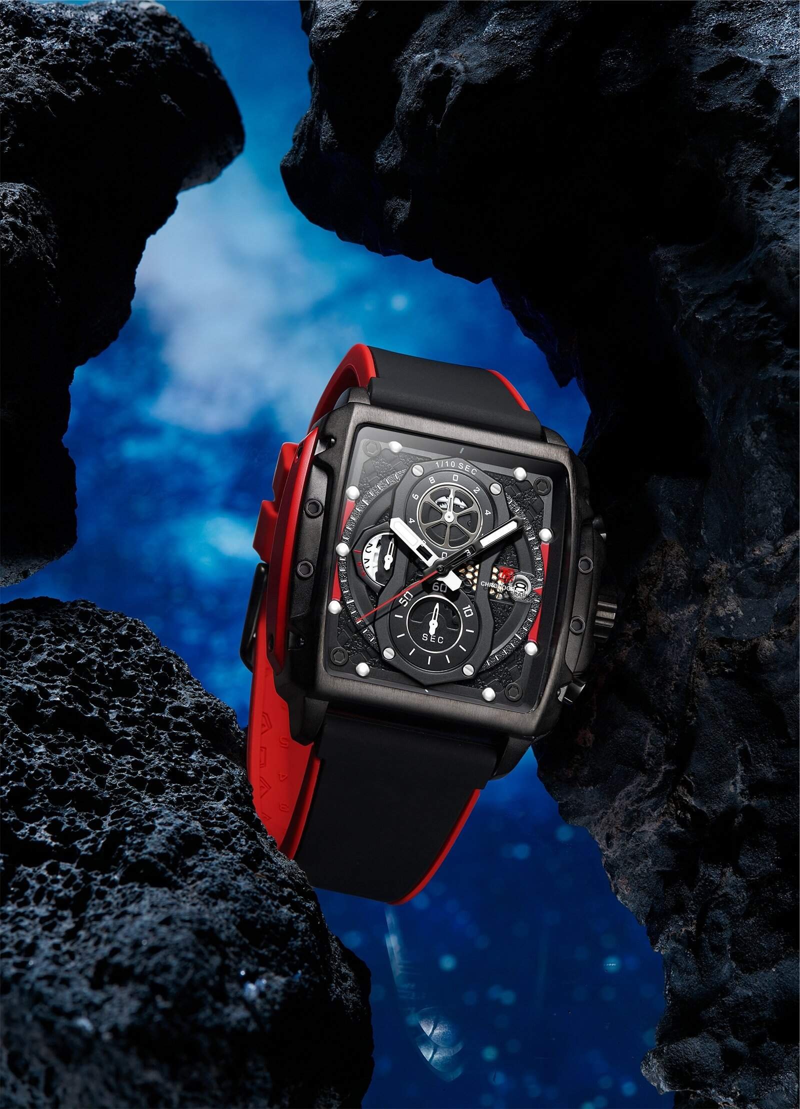 H3920G-A1.jpg T5 -Black Chronograph Silicone Strap Watch for Men H3920GA - Image 1