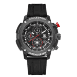 T5 -Black Chronograph Silicone Strap Watch for Men H4015GE