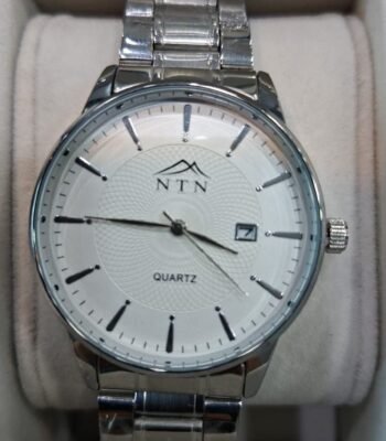 Men's stylish chronograph watch with black dial and stainless steel strap, perfect for formal and ca.